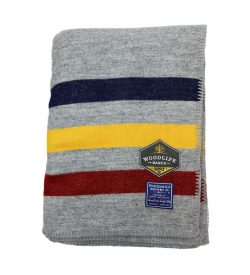 Woodlife Ranch Wool Throw (Gray with Yellow Stripe)